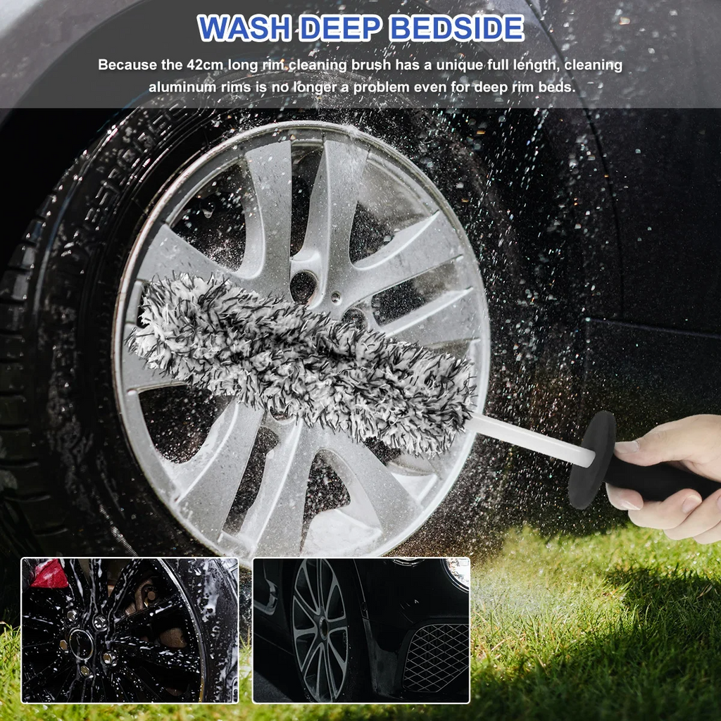 Wheel &amp; Rim Detail Brush — Soft Bristles, Spoke-Deep Clean